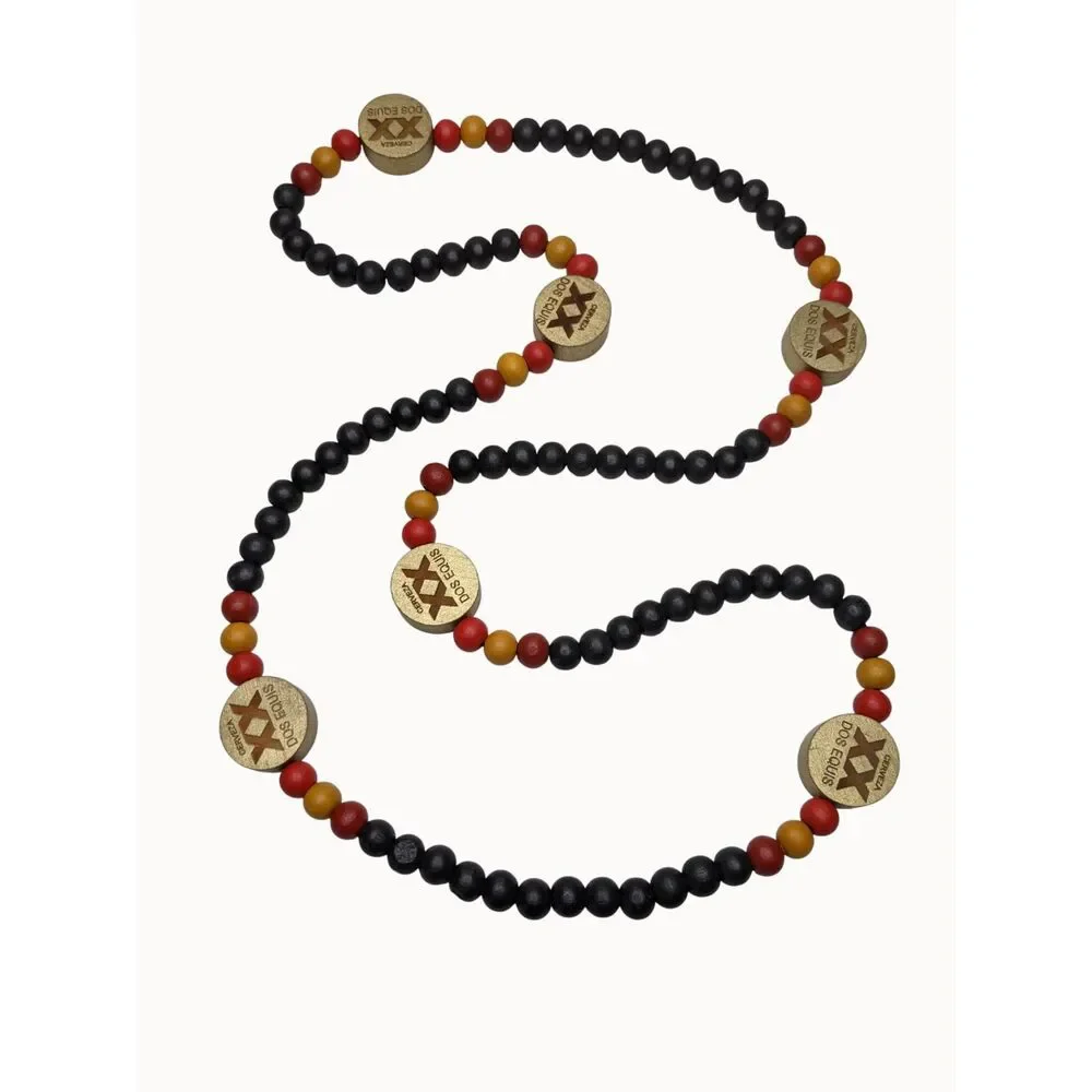 Dos Equis XX Beer Wood Mardi Gras Festival Bead Necklace Advertising Vintage Y2K